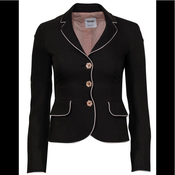 Moschino Cheap and Chic Brown Wool Flower Blazer, IT Size 40
